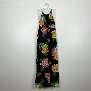 Old Navy Floral Maternity Maxi Dress Womens M Sleeveless Halter Top Ruffle Hem